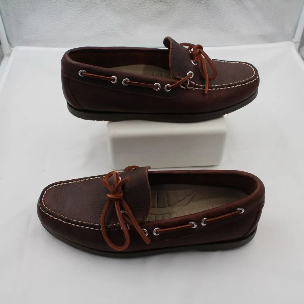 NEW L.L. Bean Camp Mocs Men’s Size 7.5 Dark Brown Leather Loafers Moccasin